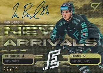 Jan Bambula Karlovy Vary Tipsport ELH 2025/26 SportZoo 2. serie New Arrivals Gold Auto /55 #NAS-JB