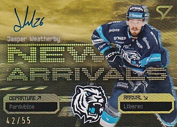Jasper Weatherby Liberec Tipsport ELH 2025/26 SportZoo 2. serie New Arrivals Gold Auto /55 #NAS-JW