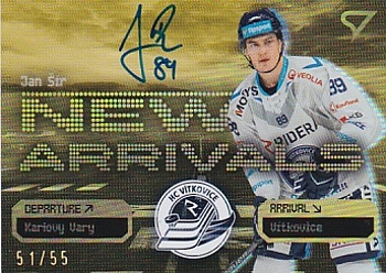 Jan Sir Vitkovice Tipsport ELH 2025/26 SportZoo 2. serie New Arrivals Gold Auto /55 #NAS-JS