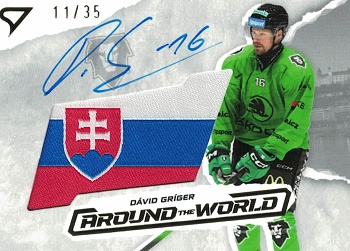 David Griger Mlada Boleslav Tipsport ELH 2025/26 SportZoo 1. serie Around the World Gold Auto Flag /35 #AW-21