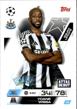 Yoane Wissa Newcastle United Topps Match Attax EXTRA UEFA Club Competitions 2025/26 Squad Update #14