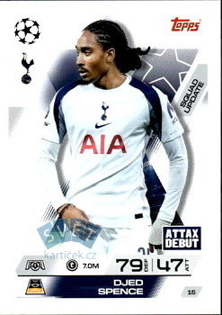 Djed Spence Tottenham Hotspur Topps Match Attax EXTRA UEFA Club Competitions 2025/26 Squad Update #15