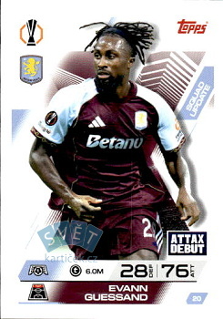 Evann Guessand Aston Villa Topps Match Attax EXTRA UEFA Club Competitions 2025/26 Squad Update #20