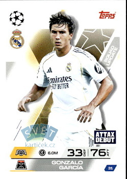 Gonzalo Garcia Real Madrid Topps Match Attax EXTRA UEFA Club Competitions 2025/26 Squad Update #31