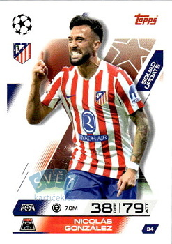 Nicolas Gonzalez Atletico Madrid Topps Match Attax EXTRA UEFA Club Competitions 2025/26 Squad Update #34