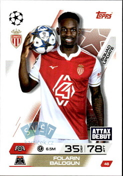 Folarin Balogun AS Monaco Topps Match Attax EXTRA UEFA Club Competitions 2025/26 Squad Update #46
