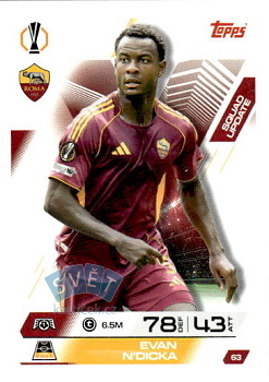 Even Ndicka AS Roma Topps Match Attax EXTRA UEFA Club Competitions 2025/26 Squad Update #63