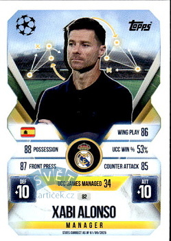 Xabi Alonso Real Madrid Topps Match Attax EXTRA UEFA Club Competitions 2025/26 Manager #82