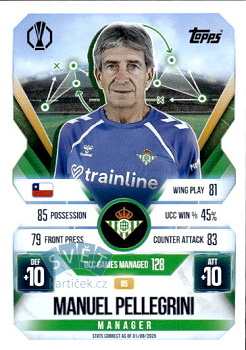 Manuel Pellegrini Real Betis Balompie Topps Match Attax EXTRA UEFA Club Competitions 2025/26 Manager #85