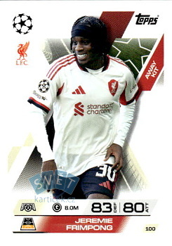 Jeremie Frimpong Liverpool Topps Match Attax EXTRA UEFA Club Competitions 2025/26 Away Kit #100