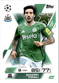 Sandro Tonali Newcastle United Topps Match Attax EXTRA UEFA Club Competitions 2025/26 Away Kit #104