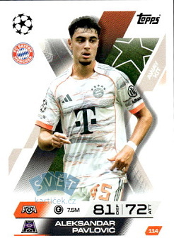 Aleksander Pavlovic Bayern Munchen Topps Match Attax EXTRA UEFA Club Competitions 2025/26 Away Kit #114