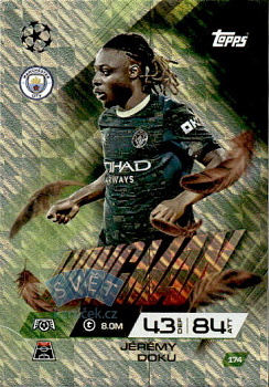 Jeremy Doku Manchester City Topps Match Attax EXTRA UEFA Club Competitions 2025/26 Wingman #174