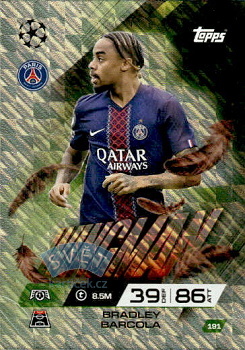 Bradley Barcola Paris Saint-Germain Topps Match Attax EXTRA UEFA Club Competitions 2025/26 Wingman #191