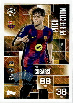 Pau Cubarsi FC Barcelona Topps Match Attax EXTRA UEFA Club Competitions 2025/26 Pitch Perfection #203