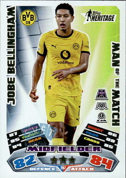 Jobe Bellingham Borussia Dortmund Topps Match Attax EXTRA UEFA Club Competitions 2025/26 Topps Heritage - Man of the Match #267