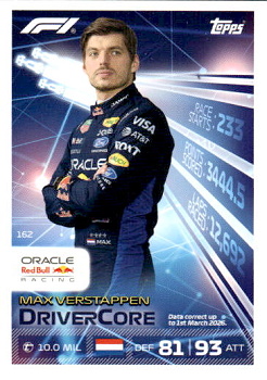 Max Verstappen Topps F1 Turbo Attax 2026 DriverCore #162