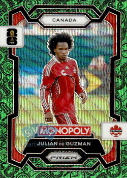 Julian De Guzman Canada Panini Prizm Monopoly FIFA World Cup 2026 Four Corners Green Wave Prizm #77