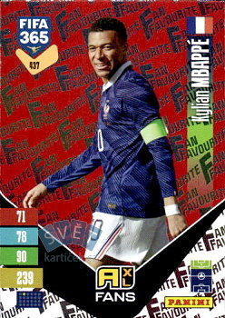 Kylian Mbappe France Panini FIFA 365 2027 Adrenalyn XL Fan Favourite - Red #437r