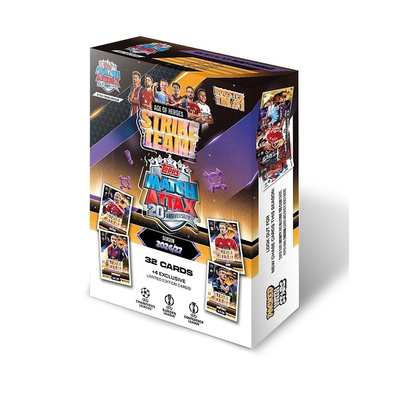 Topps Match Attax UEFA Club Competitions 2026/27 Booster Tin 1 (Strike Team) Plechovka Fotbalové karty