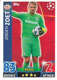 Jeroen Zoet PSV Eindhoven 2015/16 Topps Match Attax CL #145