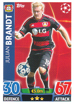 Julian Brandt Bayer 04 Leverkusen 2015/16 Topps Match Attax CL #212
