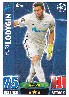 Yuri Lodygin Zenit Petersburg 2015/16 Topps Match Attax CL #253