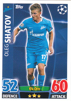 Oleg Shatov Zenit Petersburg 2015/16 Topps Match Attax CL #260