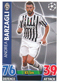 Andrea Barzagli Juventus FC 2015/16 Topps Match Attax CL #456