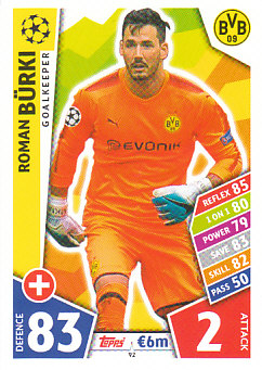 Roman Burki Borussia Dortmund 2017/18 Topps Match Attax CL #92
