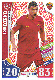 Edin Dzeko AS Roma 2017/18 Topps Match Attax CL Hot Shot #395