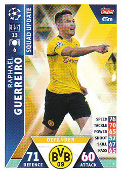 Raphael Guerreiro Borussia Dortmund 2018/19 Topps Match Attax CL Squad Update #3