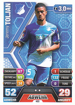 Jeremy Toljan TSG 1899 Hoffenheim 2014/15 Topps MA Bundesliga Extra #465