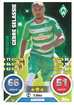 Theodor Gebre Selassie Werder Bremen 2016/17 Topps MA Bundesliga #39