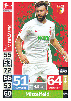 Jan Moravek FC Augsburg 2018/19 Topps MA Bundesliga Extra #553