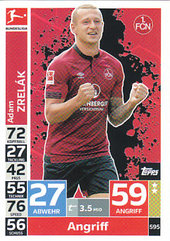 Adam Zrelak 1. FC Nurnberg 2018/19 Topps MA Bundesliga Extra #595