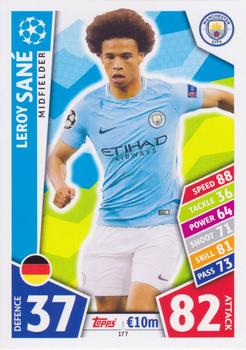 Leroy Sane Manchester City 2017/18 Topps Match Attax CL #177
