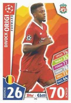 Divock Origi Liverpool 2017/18 Topps Match Attax CL #196