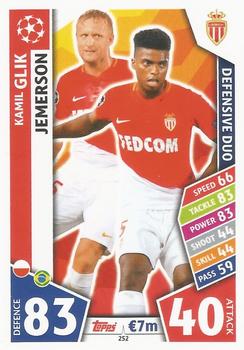 Kamil Glik / Jemerson AS Monaco 2017/18 Topps Match Attax CL Defensive Duo #252