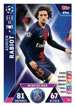 Adrien Rabiot Paris Saint-Germain 2018/19 Topps Match Attax CL #284