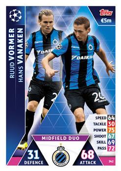 Ruud Vormer / Hans Vanaken Club Brugge 2018/19 Topps Match Attax CL Midfield Duo #342