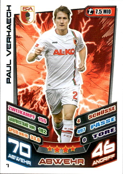 Paul Verhaegh FC Augsburg 2013/14 Topps MA Bundesliga #7