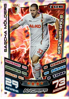 Sascha Molders FC Augsburg 2013/14 Topps MA Bundesliga Star-Spieler #18