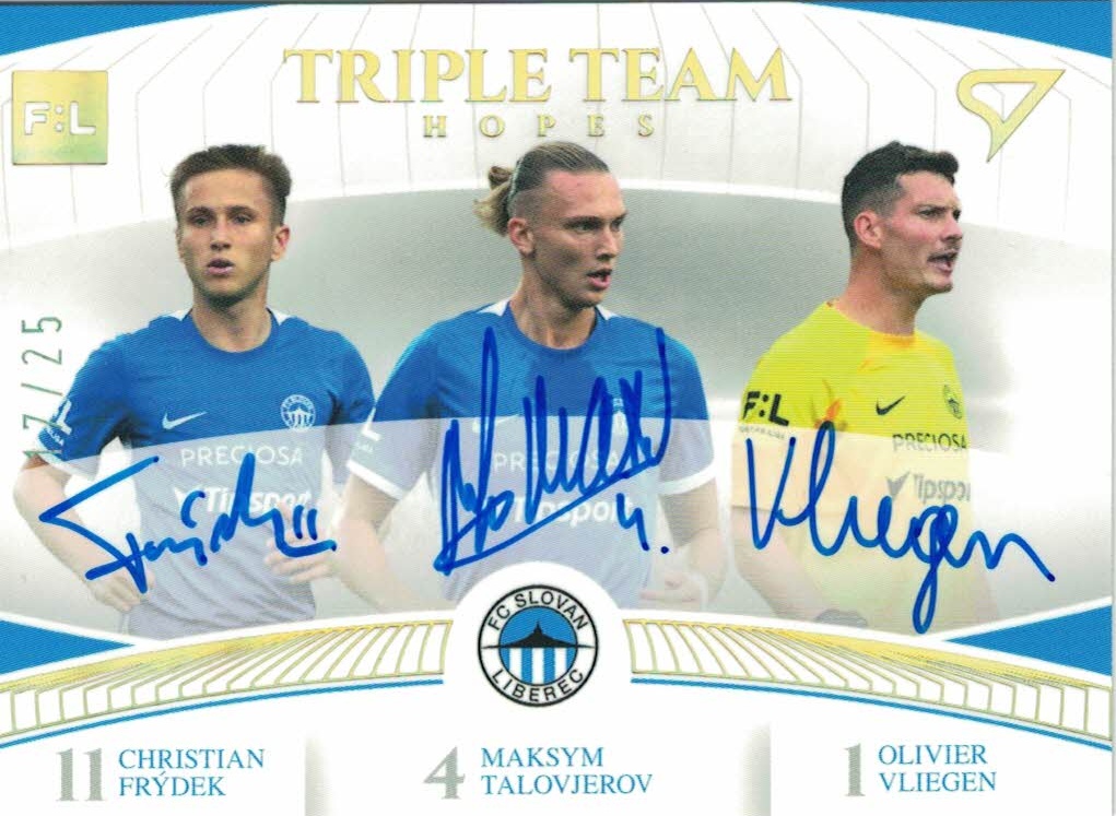 Frydek Talovjerov Vliegen Liberec SportZoo FORTUNA:LIGA 2022/23 1. serie Triple Team Hopes Auto /25 #TT-09
