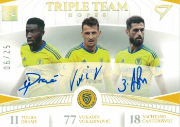Drame Vukadinovic Canturisvili Zlin SportZoo FORTUNA:LIGA 2022/23 1. serie Triple Team Hopes Auto /25 #TT-12
