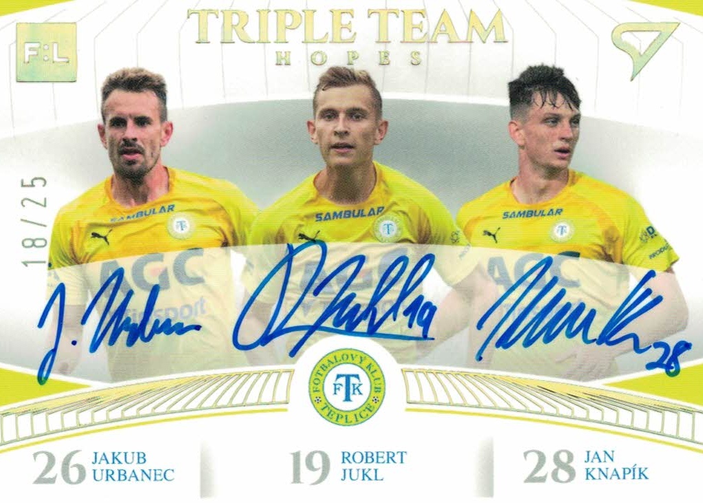 Urbanec Jukl Knapik Teplice SportZoo FORTUNA:LIGA 2022/23 1. serie Triple Team Hopes Auto /25 #TT-15