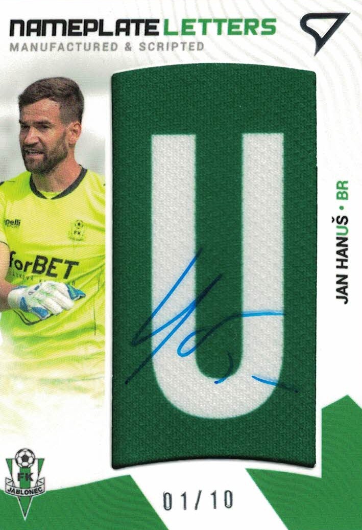 Jan Hanus Jablonec SportZoo FORTUNA:LIGA 2022/23 1. serie Nameplate Letters /10 #NL-JH