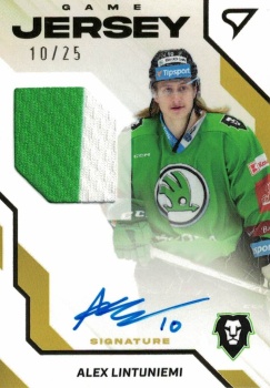 Alex Lintuniemi Mlada Boleslav Tipsport ELH 2022/23 SportZoo 1. serie Game Jersey Auto /25 #GJS-AL