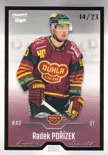 Radek Porizek Jihlava Chance liga 2022/23 2. serie GOAL Cards Gold /23 #212