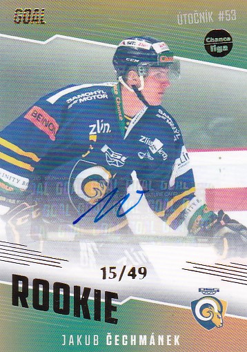Jakub Cechmanek Zlin Chance liga 2022/23 2. serie GOAL Cards Rookie Autograph /49 #19